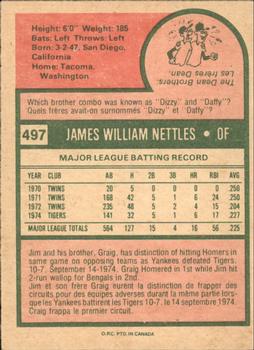 1975 O-Pee-Chee #497 Jim Nettles Back