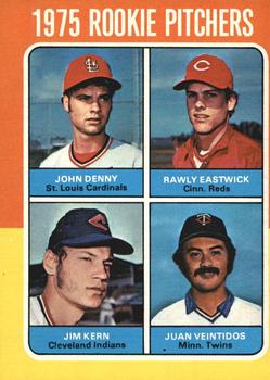 1975 O-Pee-Chee #621 1975 Rookie Pitchers (John Denny / Rawly Eastwick / Jim Kern / Juan Veintidos) Front