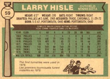 1976 O-Pee-Chee #59 Larry Hisle Back