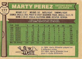 1976 O-Pee-Chee #177 Marty Perez Back