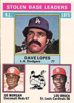 1976 O-Pee-Chee #197 1975 NL Stolen Base Leaders (Dave Lopes / Joe Morgan / Lou Brock) Front