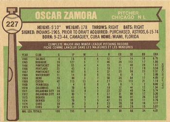 1976 O-Pee-Chee #227 Oscar Zamora Back