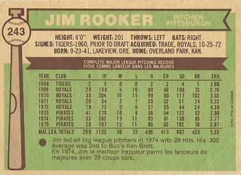 1976 O-Pee-Chee #243 Jim Rooker Back