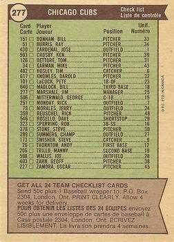 1976 O-Pee-Chee #277 Chicago Cubs / Jim Marshall Back