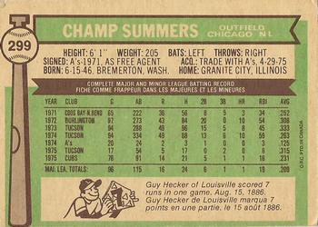 1976 O-Pee-Chee #299 Champ Summers Back