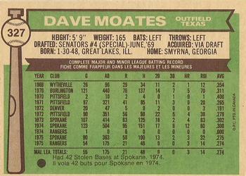 1976 O-Pee-Chee #327 Dave Moates Back