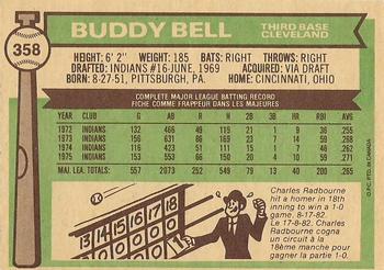 1976 O-Pee-Chee #358 Buddy Bell Back