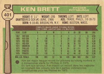 1976 O-Pee-Chee #401 Ken Brett Back