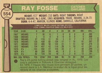 1976 O-Pee-Chee #554 Ray Fosse Back