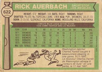 1976 O-Pee-Chee #622 Rick Auerbach Back