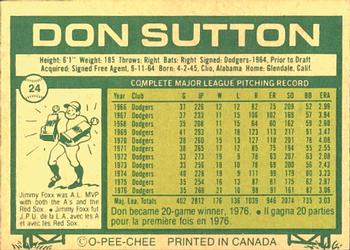 1977 O-Pee-Chee #24 Don Sutton Back