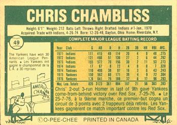 1977 O-Pee-Chee #49 Chris Chambliss Back
