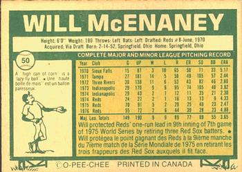 1977 O-Pee-Chee #50 Will McEnaney Back