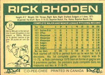 1977 O-Pee-Chee #57 Rick Rhoden Back