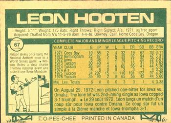1977 O-Pee-Chee #67 Leon Hooten Back