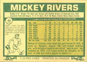 1977 O-Pee-Chee #69 Mickey Rivers Back