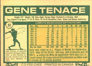 1977 O-Pee-Chee #82 Gene Tenace Back