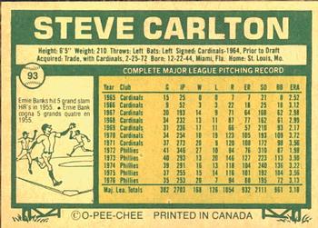 1977 O-Pee-Chee #93 Steve Carlton Back