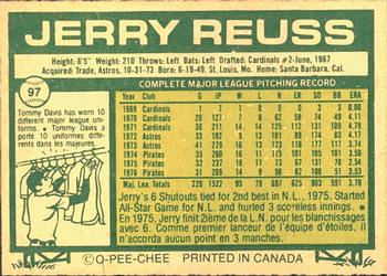 1977 O-Pee-Chee #97 Jerry Reuss Back