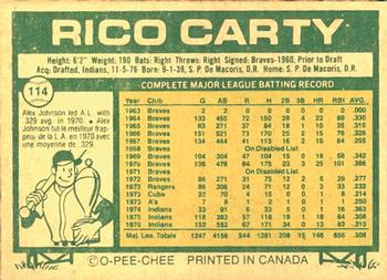 1977 O-Pee-Chee #114 Rico Carty Back