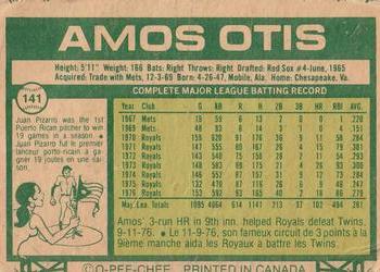 1977 O-Pee-Chee #141 Amos Otis Back