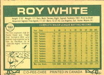 1977 O-Pee-Chee #182 Roy White Back