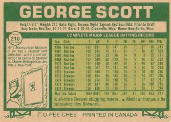 1977 O-Pee-Chee #210 George Scott Back