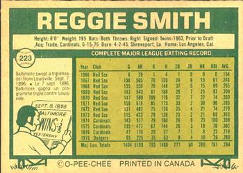 1977 O-Pee-Chee #223 Reggie Smith Back