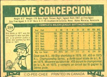 1977 O-Pee-Chee #258 Dave Concepcion Back
