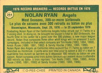 1977 O-Pee-Chee #264 Nolan Ryan Back