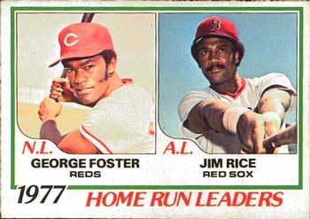 1978 O-Pee-Chee #2 1977 Home Run Leaders (George Foster / Jim Rice) Front