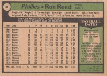 1979 O-Pee-Chee #84 Ron Reed Back