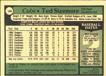 1979 O-Pee-Chee #148 Ted Sizemore Back