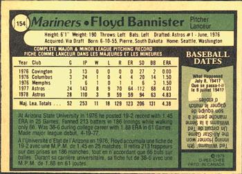 1979 O-Pee-Chee #154 Floyd Bannister Back