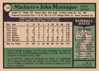 1979 O-Pee-Chee #172 John Montague Back