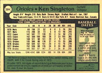 1979 O-Pee-Chee #324 Ken Singleton Back