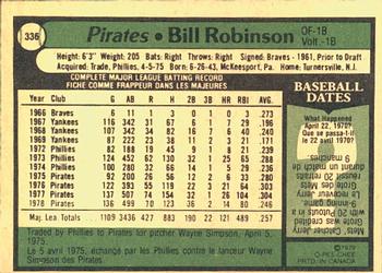 1979 O-Pee-Chee #336 Bill Robinson Back