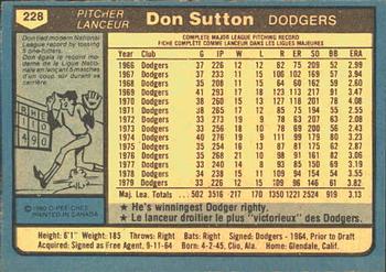 1980 O-Pee-Chee #228 Don Sutton Back