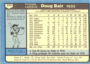 1980 O-Pee-Chee #234 Doug Bair Back