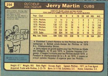 1980 O-Pee-Chee #256 Jerry Martin Back