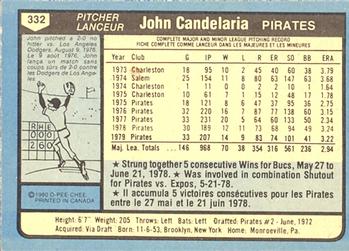 1980 O-Pee-Chee #332 John Candelaria Back