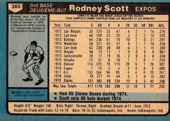 1980 O-Pee-Chee #360 Rodney Scott Back