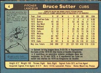 1980 O-Pee-Chee #4 Bruce Sutter Back