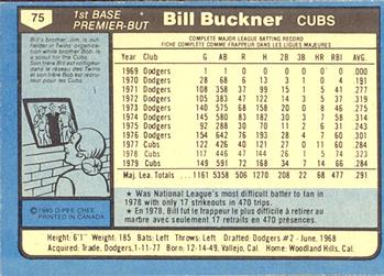 1980 O-Pee-Chee #75 Bill Buckner Back