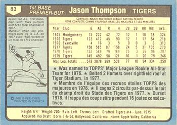 1980 O-Pee-Chee #83 Jason Thompson Back