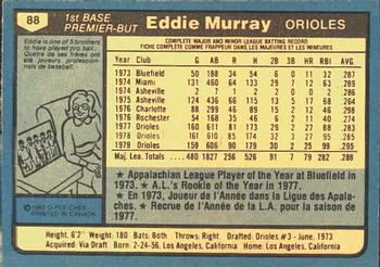 1980 O-Pee-Chee #88 Eddie Murray Back