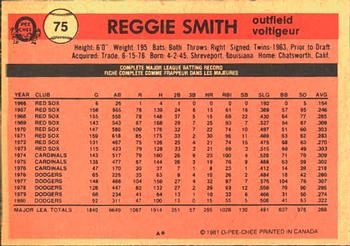 1981 O-Pee-Chee #75 Reggie Smith Back