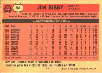 1981 O-Pee-Chee #93 Jim Bibby Back