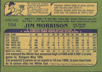 1982 O-Pee-Chee #154 Jim Morrison Back