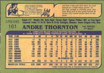 1982 O-Pee-Chee #161 Andre Thornton Back